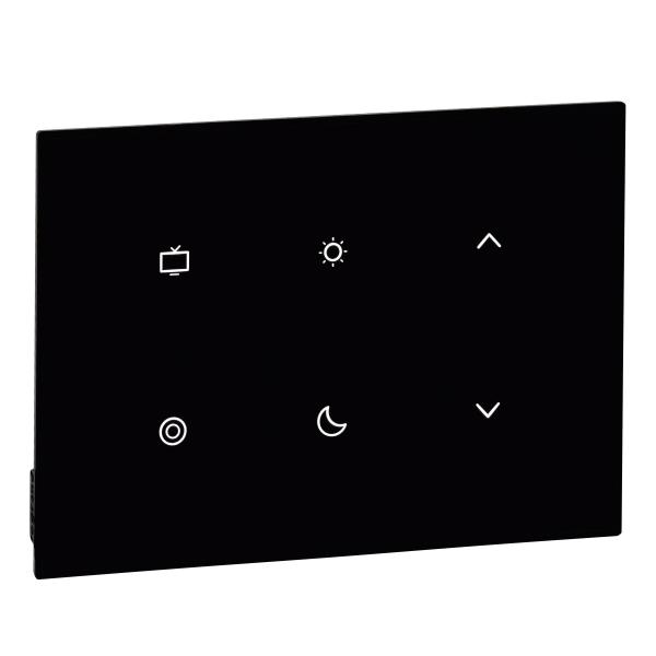 Photo Commande tactile 4 scnarios et commande des ouvrants pour gestion de la chambre d'htel  noir | Ref : 048774