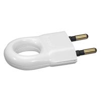 Photo Fiche plastique 2P 6A avec anneau d\'extraction - blanc | Ref : 050162