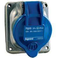 Photo Prise fixe Hypra IP44 16A - 200V~ à 250V~ - 2P+T - métal | Ref : 052032