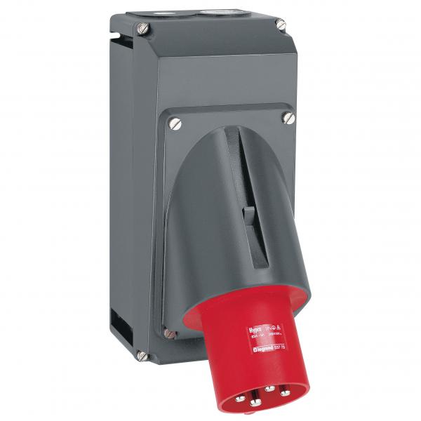 Photo Bo�tier r�versible Hypra pour prise 2P+T, 3P+T et 3P+N+T 63A IP44  -  2 entr�es ISO 32 + 1 ISO20  -  | Ref : 053879