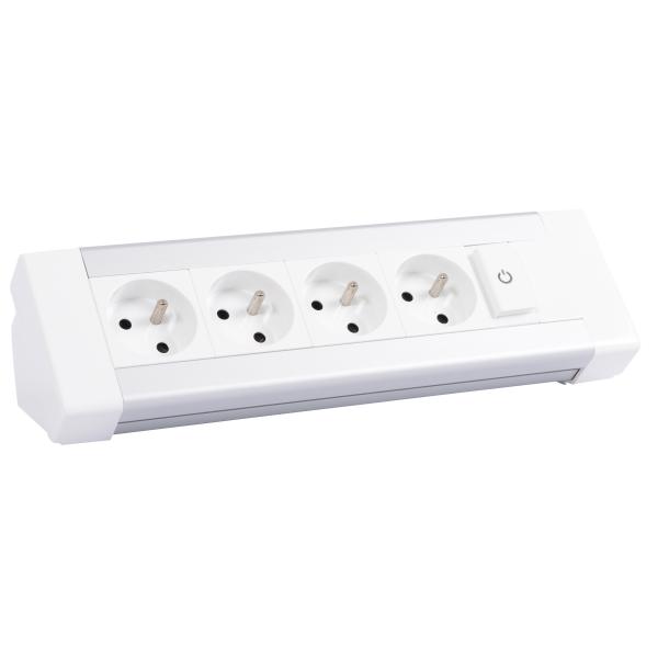 Photo Bloc bureau �quip� de 4 prises 2P+T et 1 interrupteur lumineux � c�bler | Ref : 054600