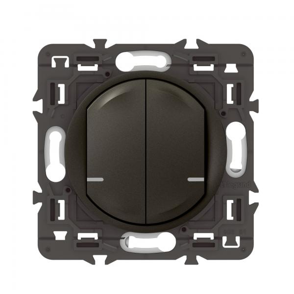 Photo Interrupteur double Neutre connecté Céliane with Netatmo sans plaque graphite | Ref : 064892A