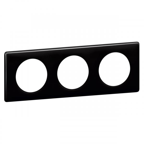 Photo Plaque Cliane Laqu 3 postes  -  finition Noir | Ref : 066683