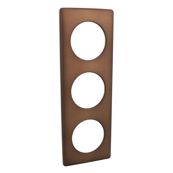 Photo Plaque de finition Cliane Collection Mtal 3 postes finition Alu Chocolat avec systme de rattrapage des dfauts du mur | Ref : 066793