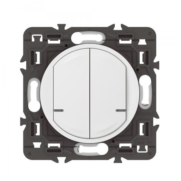 Photo Interrupteur double avec Neutre connect Cliane with Netatmo sans plaque blanc | Ref : 067722A