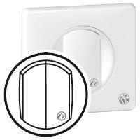 Photo Enjoliveur antimicrobien Cliane pour double interrupteur , va - et - vient ou poussoir  -  Blanc | Ref : 067741