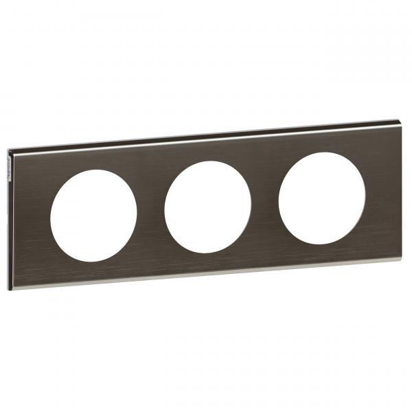 Photo Plaque Céliane Matières 3 postes - finition Black Nickel | Ref : 069033