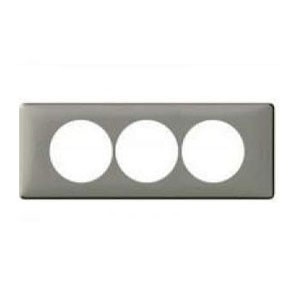 Photo Plaque Cliane Matires 3 postes pour rnovation entraxe 57mm  -  finition Nickel Velours | Ref : 069119