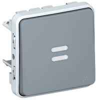 Photo Interrupteur/va-et-vient témoin câblage existant Plexo compo IP55 10AX 250V gris | Ref : 069514