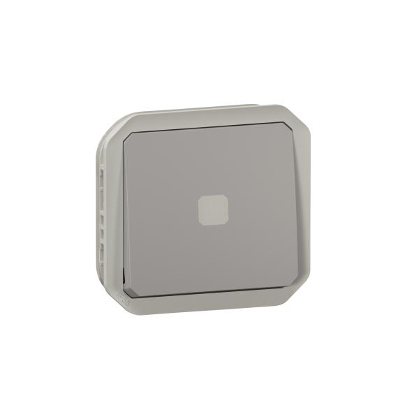 Photo Interrupteur ou va-et-vient tmoin sans Neutre 4AX 250V Plexo composable gris | Ref : 069515L