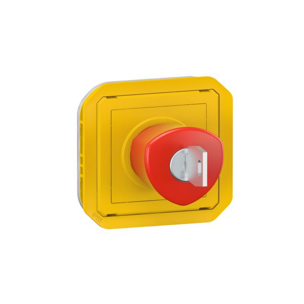 Photo Coup de poing d'urgence déverrouillage à clé Plexo composable jaune | Ref : 069548L
