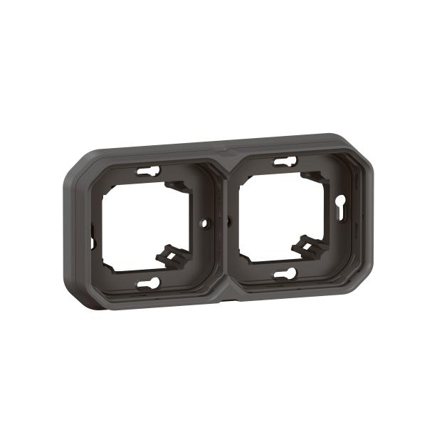 Photo Support plaque encastr 2 postes montage horizontal/vertical Plexo anthracite | Ref : 069607L