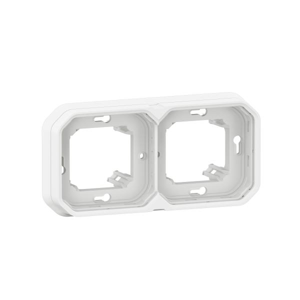 Photo Support plaque encastr 2 postes montage horizontal/vertical Plexo blanc | Ref : 069694L