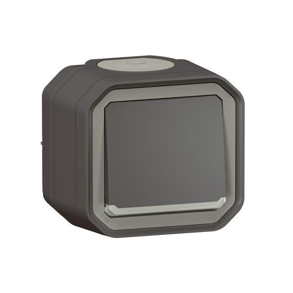 Photo Interrupteur ou va-et-vient tmoin 10AX 250V Plexo complet saillie anthracite | Ref : 069721L