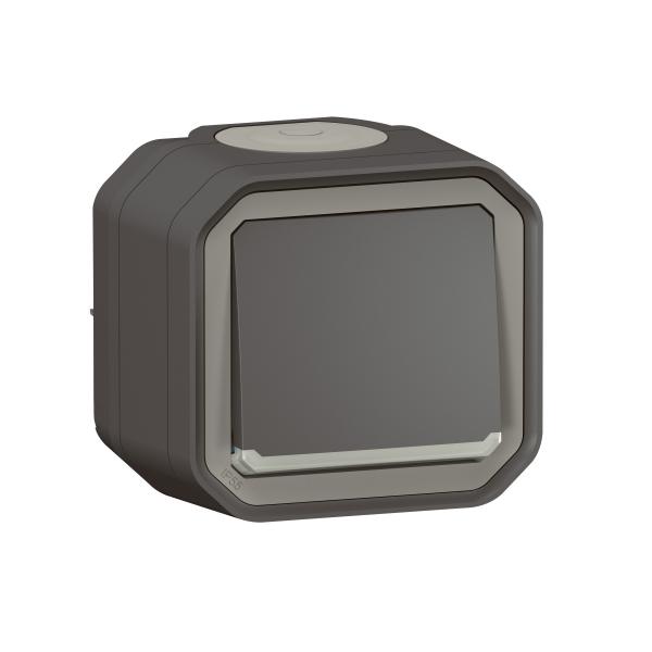 Photo Interrupteur ou va-et-vient lumineux10AX 250V Plexo complet saillie anthracite | Ref : 069736L
