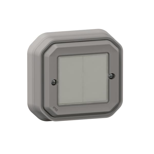 Photo Commande double Self-e pour éclairage et prise Plexo with Netatmo complet gris | Ref : 069819L