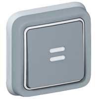 Photo Poussoir inverseur �tanche NO+NF lumineux Plexo complet IP55 encastr� 10A - gris | Ref : 069821