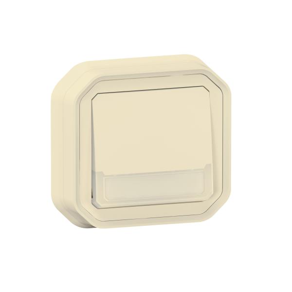 Photo Poussoir NO-NF lumineux porte-étiquette Plexo complet encastré sable | Ref : 069829L