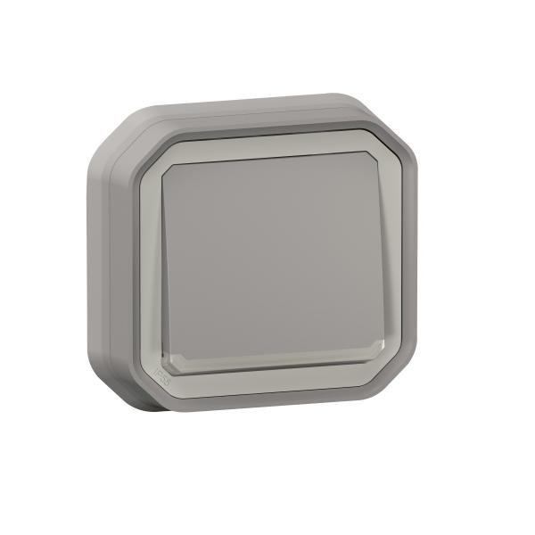 Photo Poussoir NO lumineux Plexo complet encastré gris | Ref : 069832L