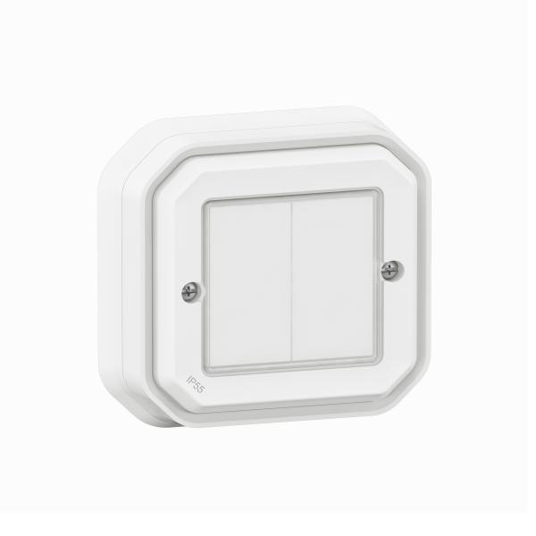 Photo Commande double Self-e pour clairage et prise Plexo with Netatmo complet blanc | Ref : 069835L