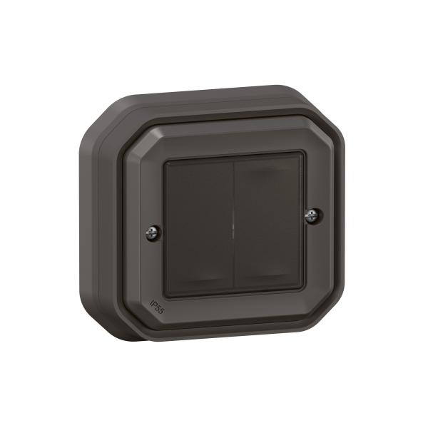 Photo Commande double Self-e clairage et prise Plexo with Netatmo complet anthracite | Ref : 069836L