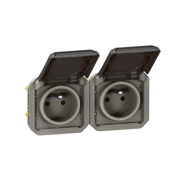 Photo Prise de courant 2x2P+T horizontale Plexo composable anthracite | Ref : 069842L