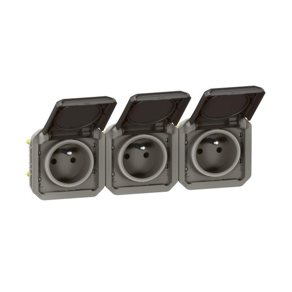 Photo Prise de courant 3x2P+T horizontale Plexo composable anthracite | Ref : 069844L