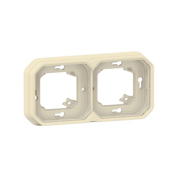 Photo Support plaque encastr 2 postes montage horizontal/vertical Plexo sable | Ref : 069853L
