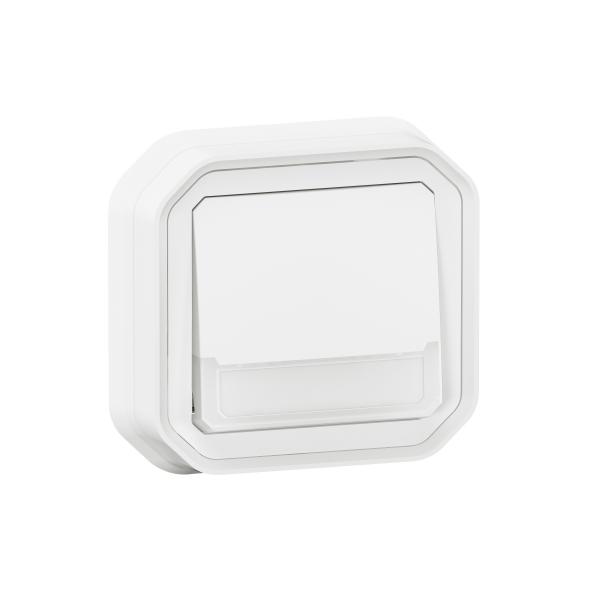 Photo Poussoir NO-NF lumineux porte-étiquette Plexo complet encastré blanc | Ref : 069864L