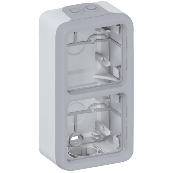 Photo Bo�tier Plexo 2 postes vertical - pour montage en saillie - gris | Ref : 069954