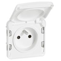 Photo Prise 2P+T � �clips de protection Plexo composable blanc antimicrobien | Ref : 070721