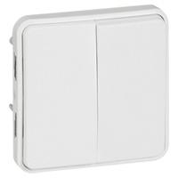 Photo Double inter/va-et-vient Plexo compo IP55 10AX 250V -blanc Artic antimicrobien | Ref : 070726