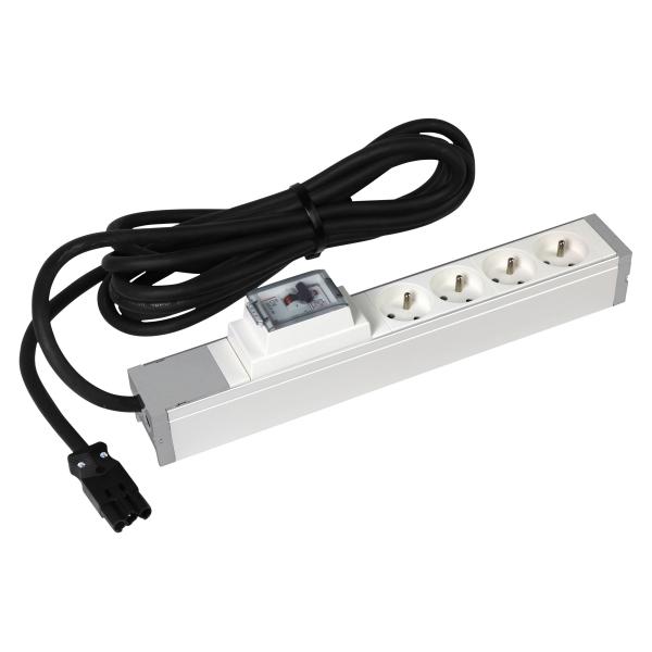 Photo Bloc nourrice �quip� de 4 prises 2P+T et 1 disjoncteur diff�rentiel Ph+N 16A 30mA avec cordon � racc | Ref : 073445