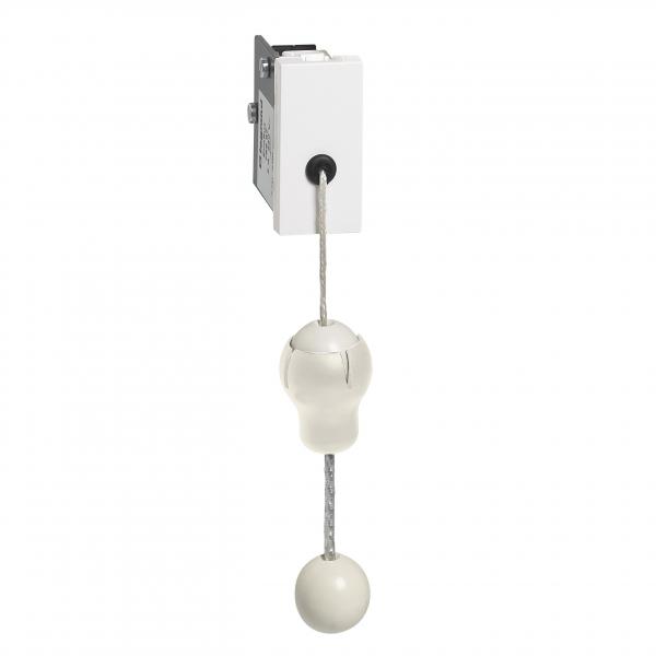 Photo Interrupteur  tirette jectable Mosaic 1 module 230V 2A pour applique tte de lit  -  blanc antimic | Ref : 076677