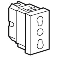 Photo Prise de courant 2P+T 10A ou 16A standard italien Mosaic 2 modules  -  blanc | Ref : 077511