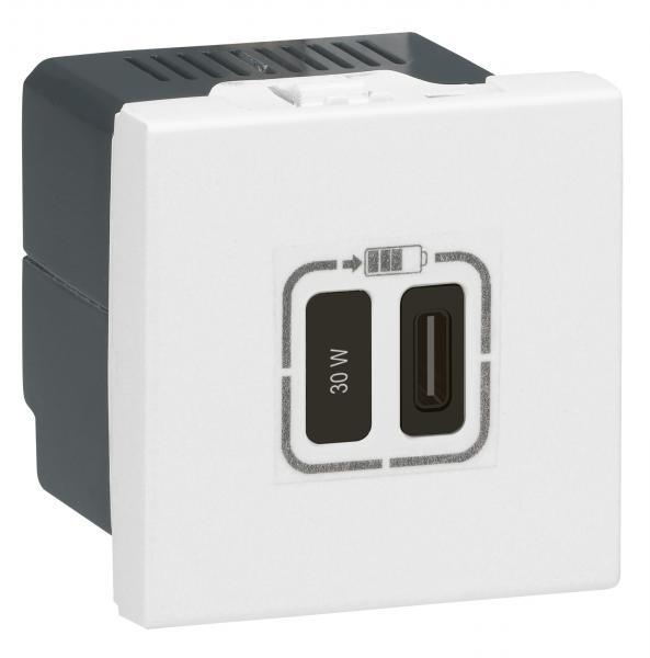 Photo Chargeur simple USB Mosaic Type-C 3A 30W power delivery 2 modules - blanc | Ref : 077585L