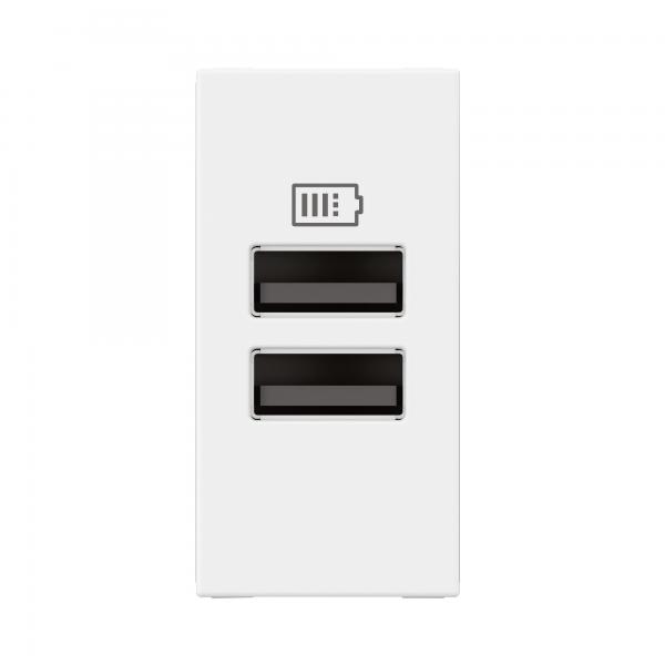 Photo Chargeur 2 USB Type-A 3A Mosaic - 1 module blanc pour poste de travail | Ref : 077660L