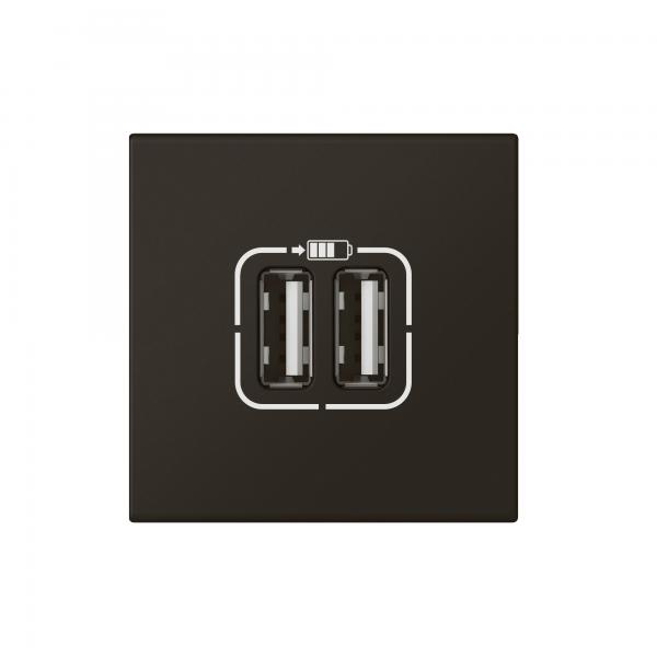 Photo Chargeur 2 USB Type-A 2,4A 12W Mosaic 2 modules 230V ou 5V= - noir mat | Ref : 079194L