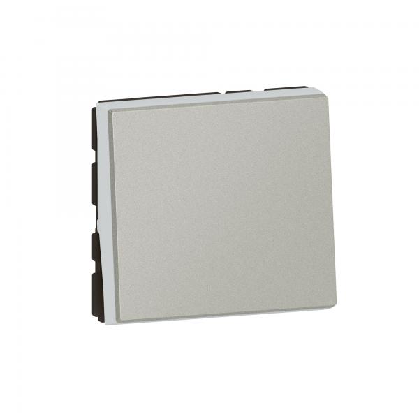 Photo Poussoir ou poussoir inverseur Mosaic Easy-Led 6A 250V~ 2 modules - alu | Ref : 079240L