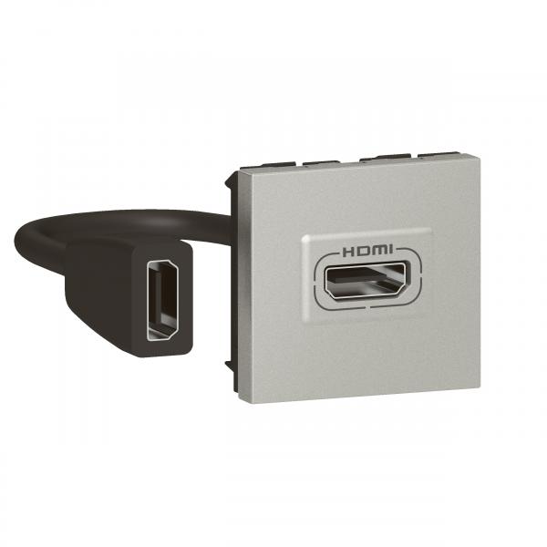 Photo Prise HDMI typeA version 1.4 prconnectorise Mosaic 2 modules - alu | Ref : 079279L