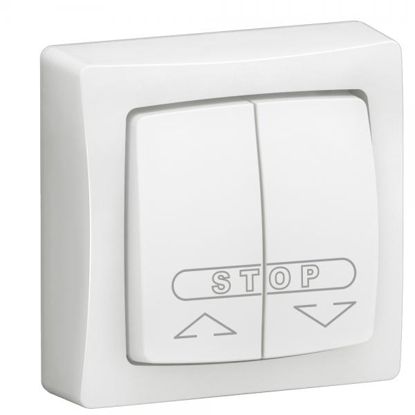 Photo Double poussoir pour volets roulants Appareillage saillie complet - blanc | Ref : 086010L