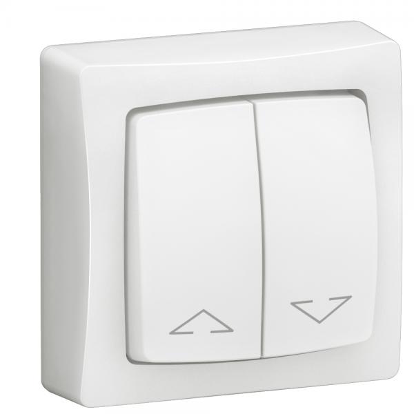 Photo Double interrupteur pour volets roulants Appareillage saillie complet - blanc | Ref : 086013L