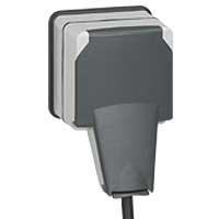 Photo Prise de courant 2P+T volet IP66 fiche engage Plexo complet 16A 250V~ - gris | Ref : 090465