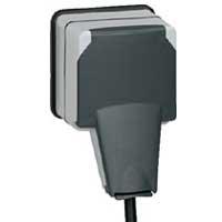 Photo Prise de courant 2P+T volet IP66 fiche engag�e Plexo composable 16A 250V~ - gris | Ref : 090485