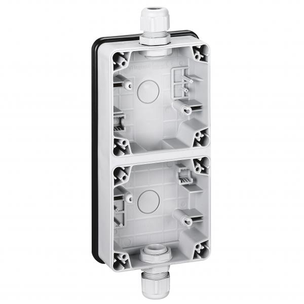 Photo Botier tanche 2 postes verticaux Plexo IP66 composable - gris | Ref : 090492