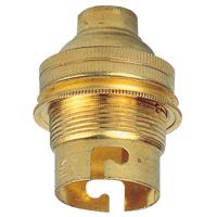 Photo Douille pour ampoule B22 avec bague - sortie de câble droite - laiton | Ref : 097100