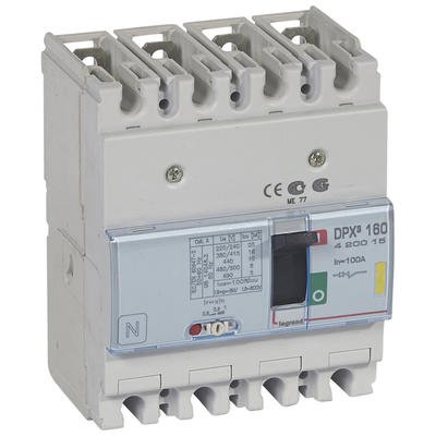 Photo Disjoncteur magnétothermique DPX³160 pouvoir de coupure 16kA 400V~ - 4P - 100A | Ref : 420015