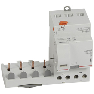 Photo Bloc diffrentiel adaptable  vis DX pour disjoncteur 1 module par ple  -  4P 400V~  -  40A  -  typeF 30mA | Ref : 410533