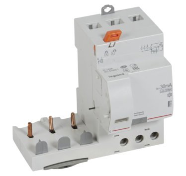 Photo Bloc différentiel adaptable à vis DX³ pour disjoncteur 1 module par pôle - 3P 400V~ - 63A - typeF 30mA | Ref : 410486
