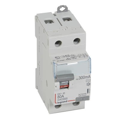 Photo Interrupteur différentiel DX³ - ID arrivée haute et départ bas à vis - 2P 230V~ 80A typeAC 300mA - 2 modules | Ref : 411527